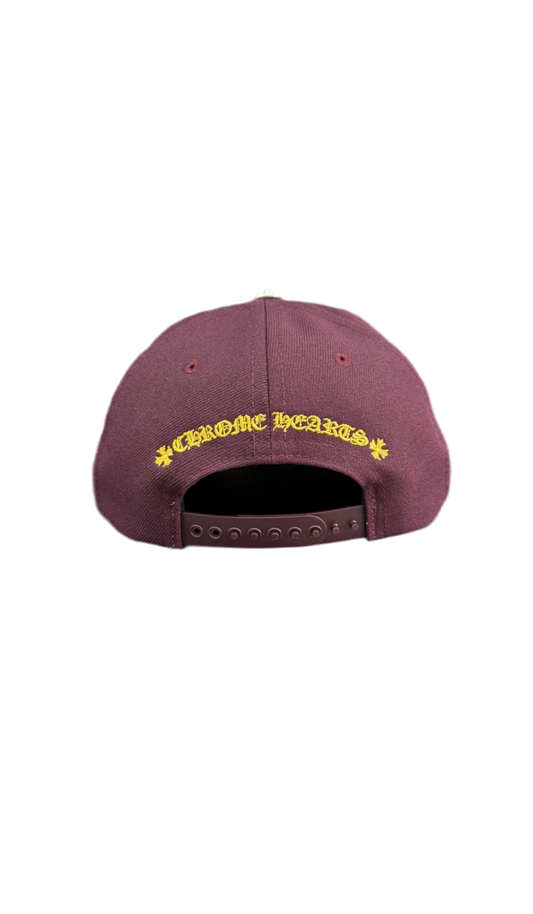 Chrome Hearts Burgundy Gold 6 Panel Baseball