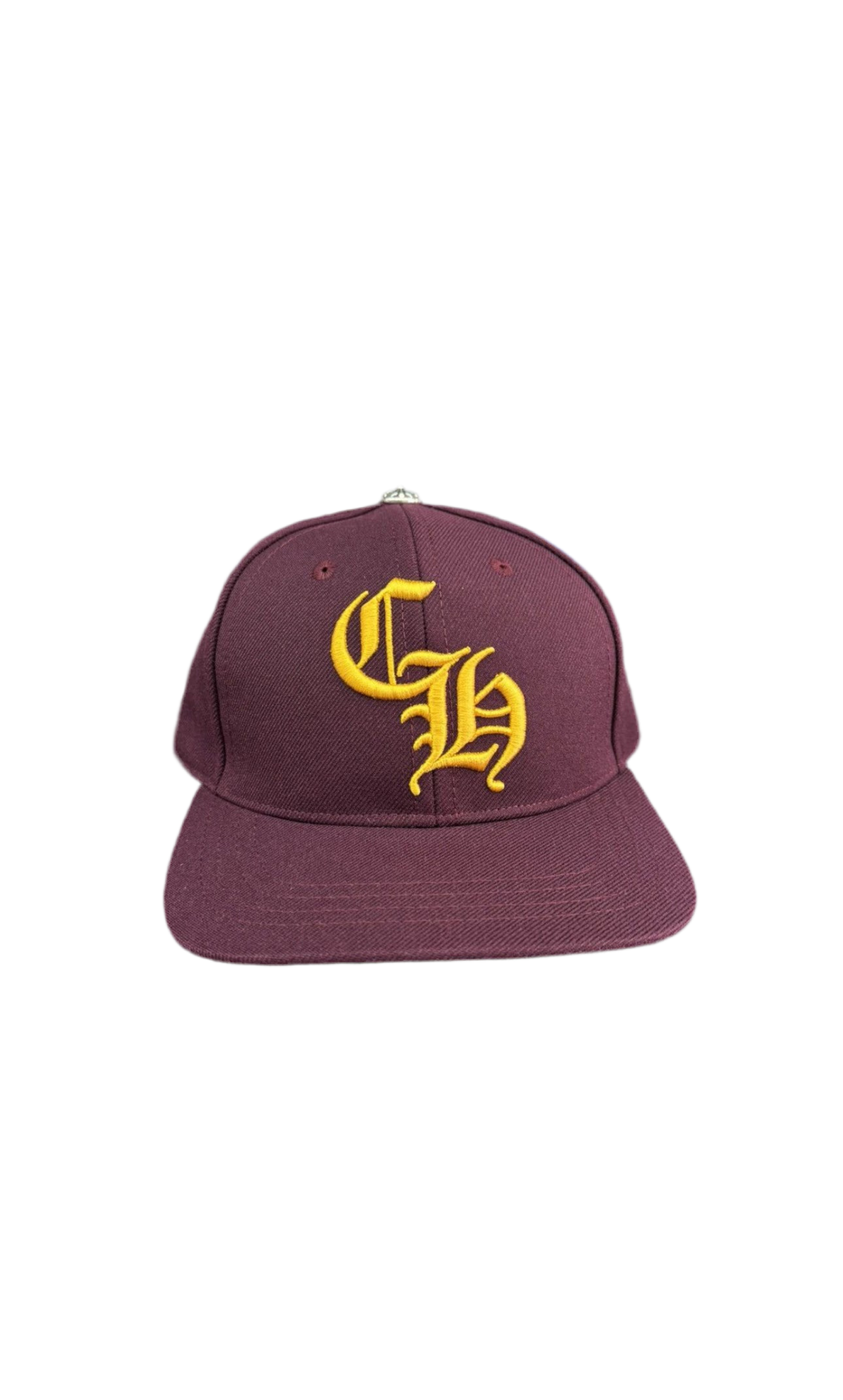 Chrome Hearts Burgundy Gold 6 Panel Baseball