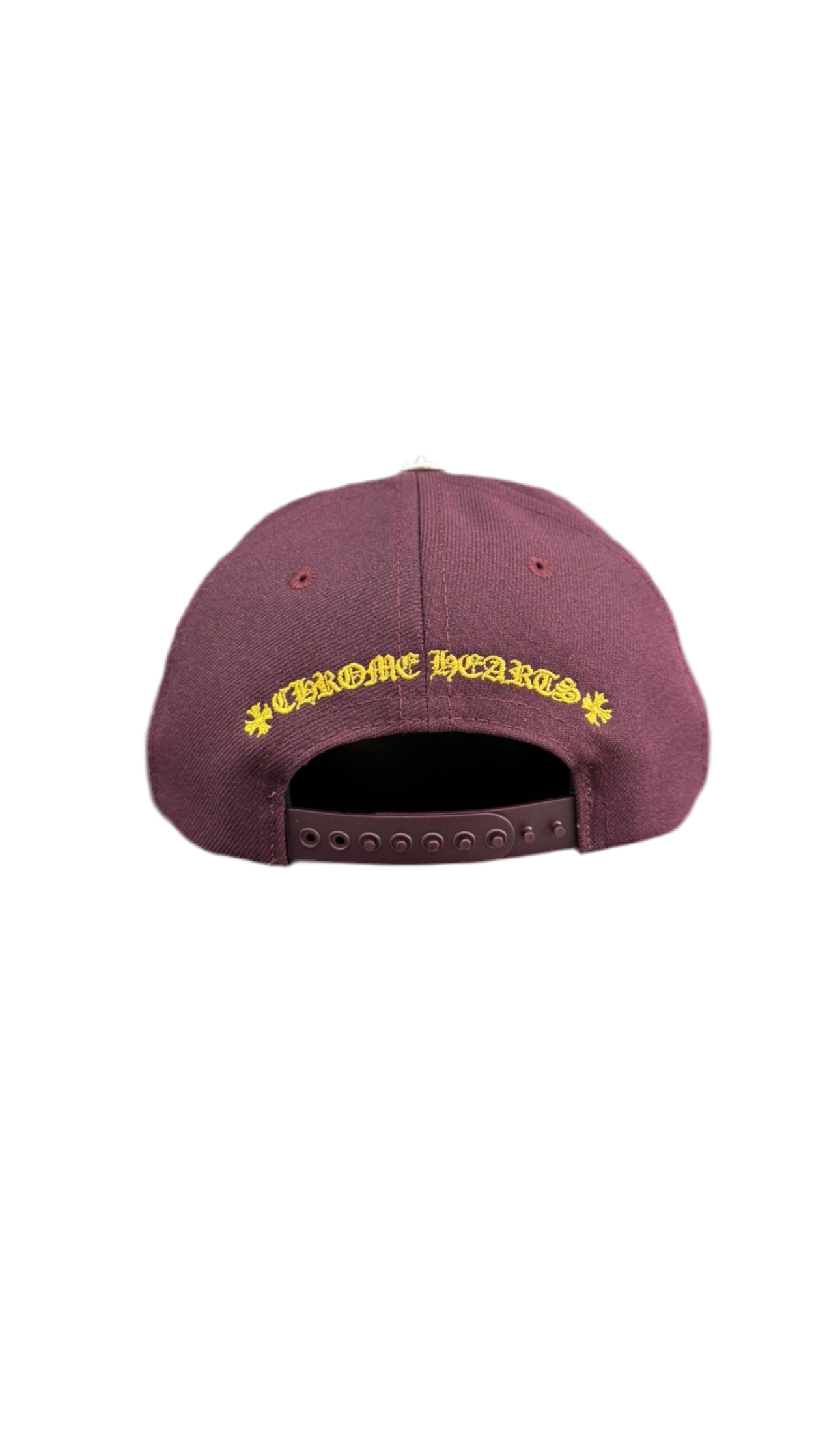 Chrome Hearts Burgundy Gold 6 Panel Baseball