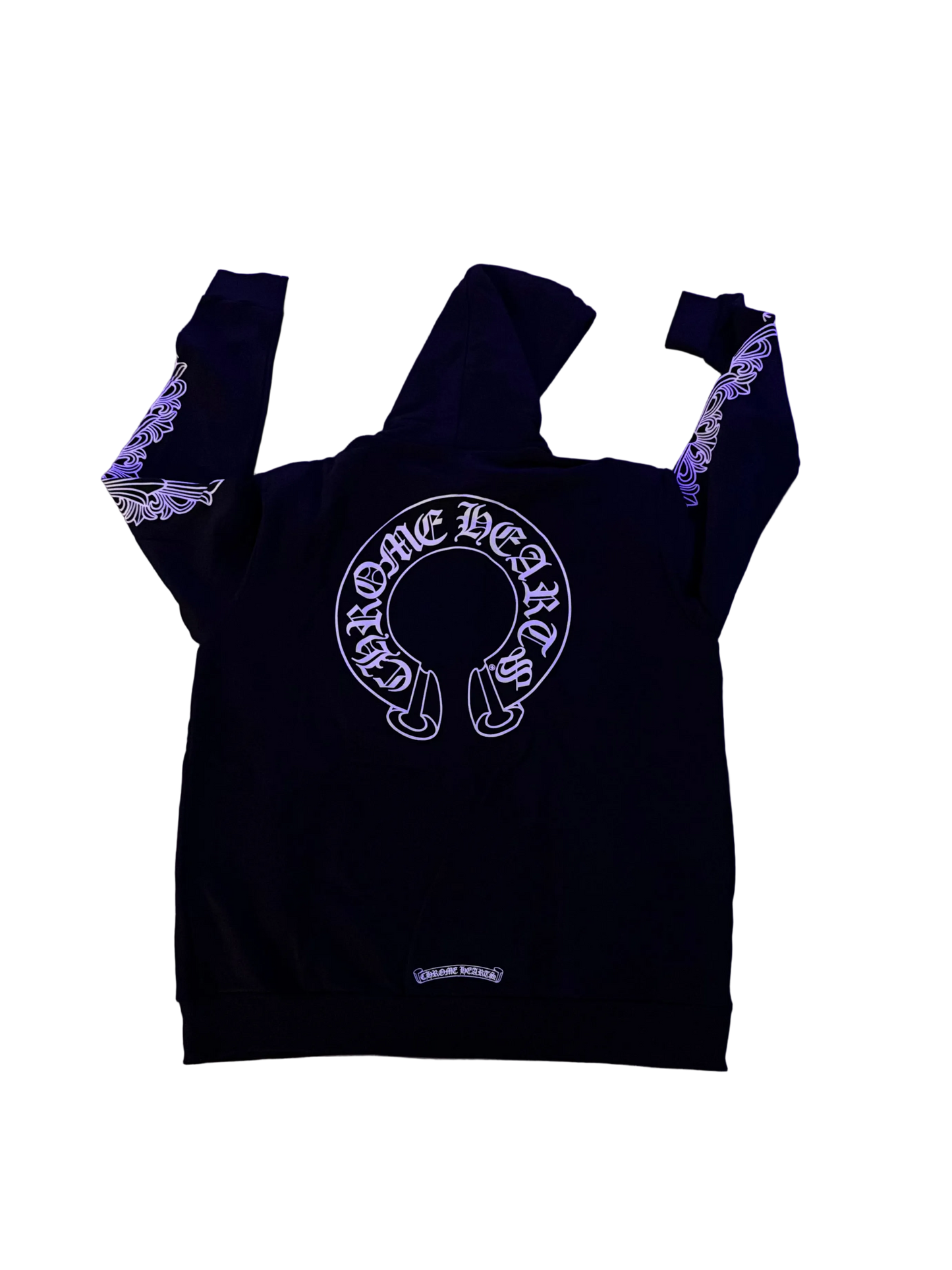 Chrome Hearts Horseshoe Floral Cross Sleeve Zip Up Hoodie