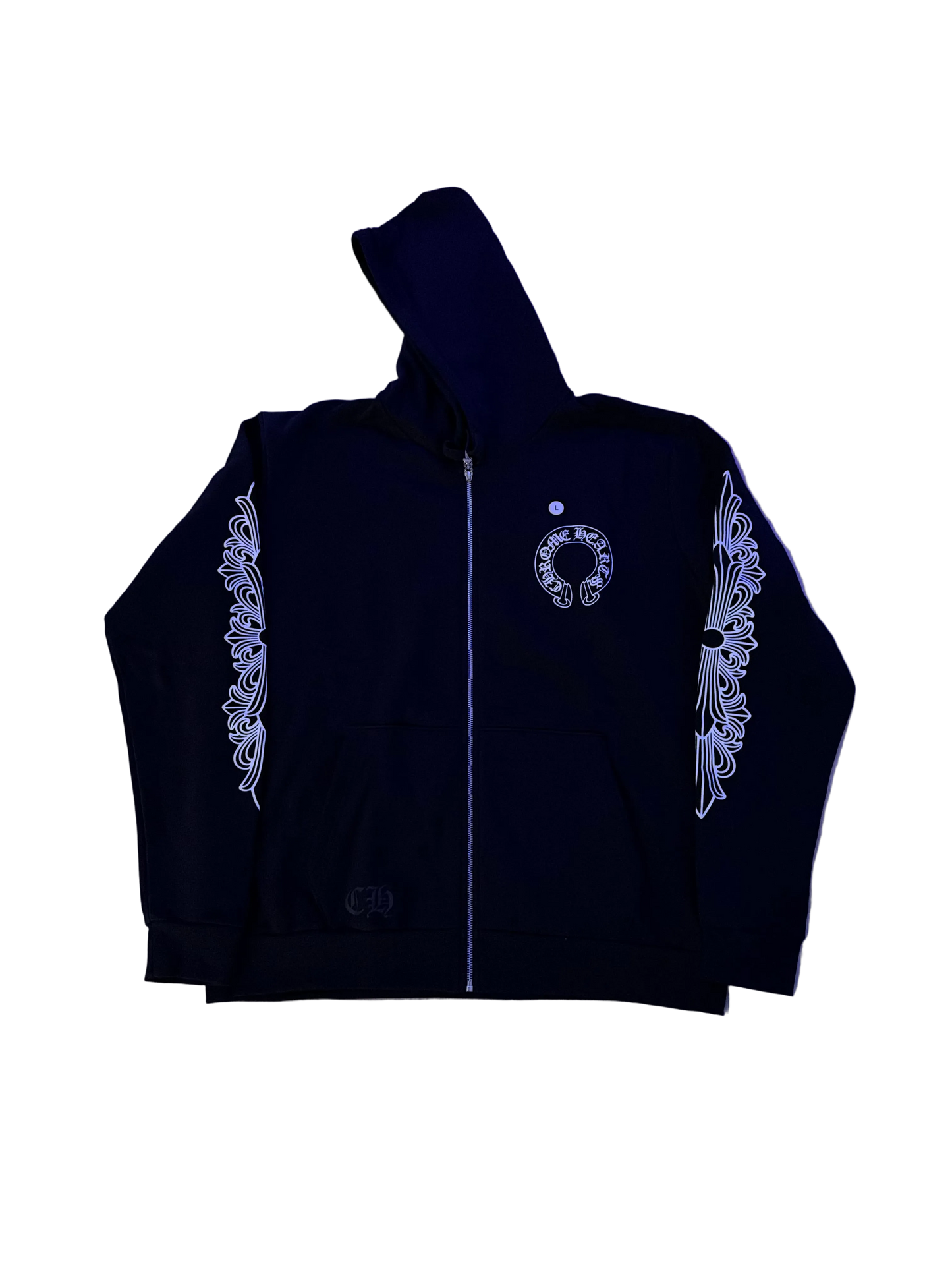 Chrome Hearts Horseshoe Floral Cross Sleeve Zip Up Hoodie